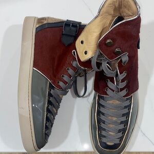 Christian Louboutin Black and Brown High-Top Sneakers